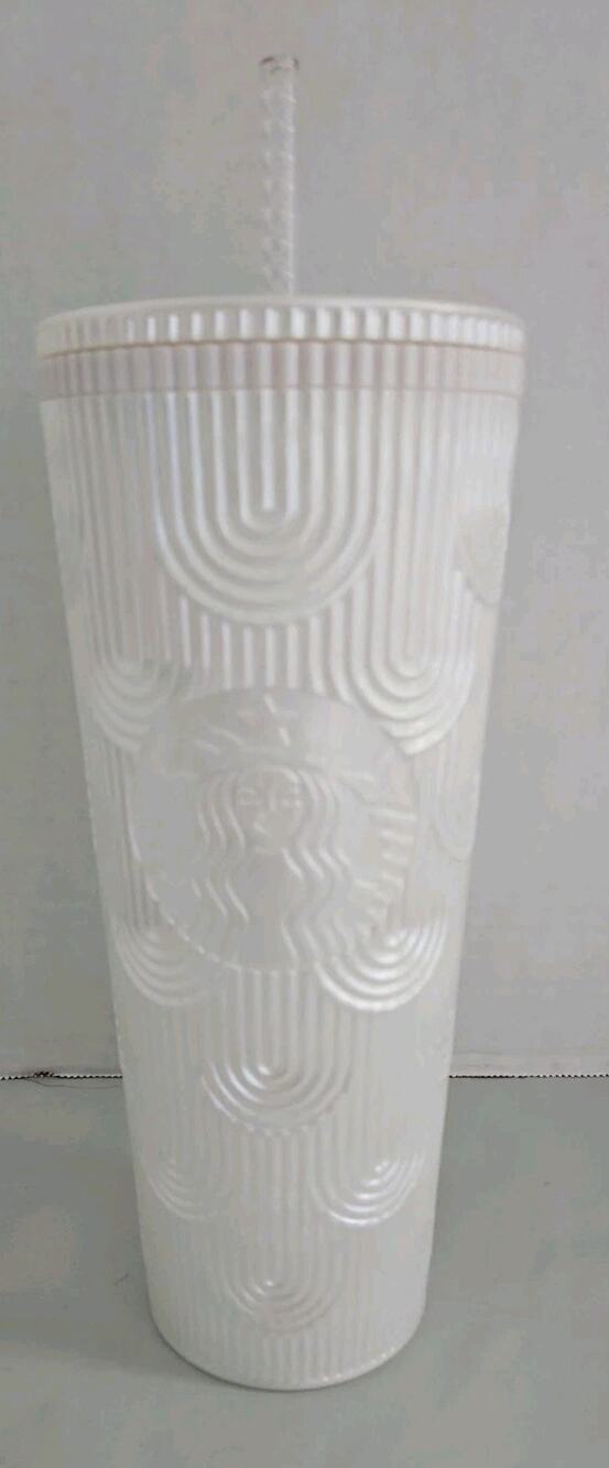Starbucks 24oz Pearl White Mermaid Cold Cup Tumbler Art Deco NEW 2022